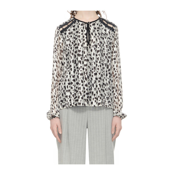 Liu Jo Blusa Blusa Donna con fantasia animalier Bianco nero - Francavilla Moda
